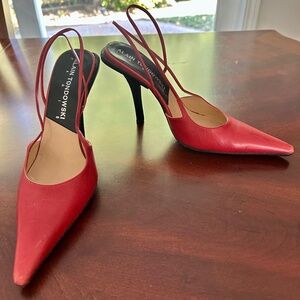 Alain Tondowski Paris Red Pointed Toe Sling Back Heels Size US 9